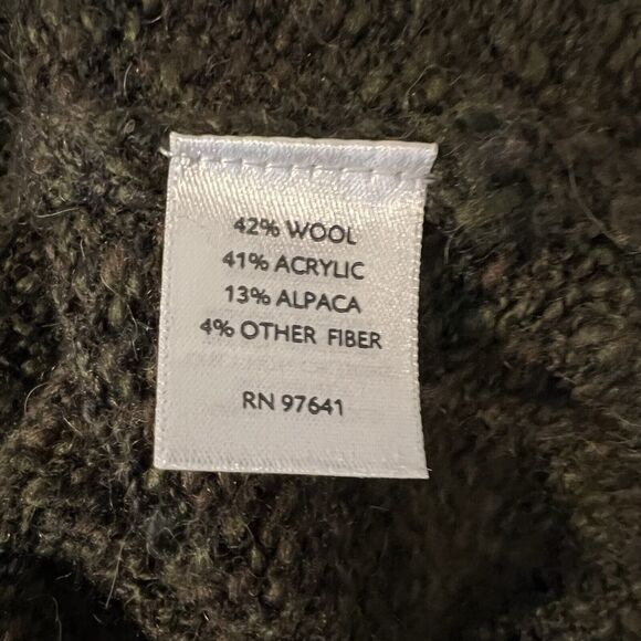 J Jill Open Cardigan Sz M Green One Button Knit Wool Alpaca Blend Grannycore - Picture 6 of 9